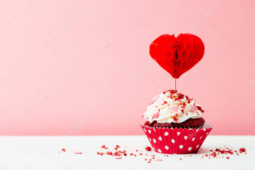 Valentines day dessert on a pink background