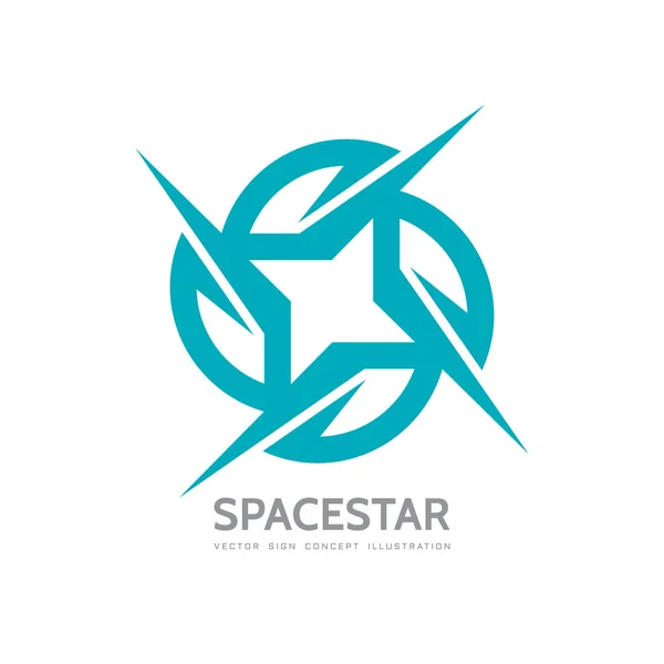 Space Star-wektor logo koncepcji szablonu. Abstrakcyjny kształt ze znakiem promieni. Kreatywny element projektu. — Wektor stockowy