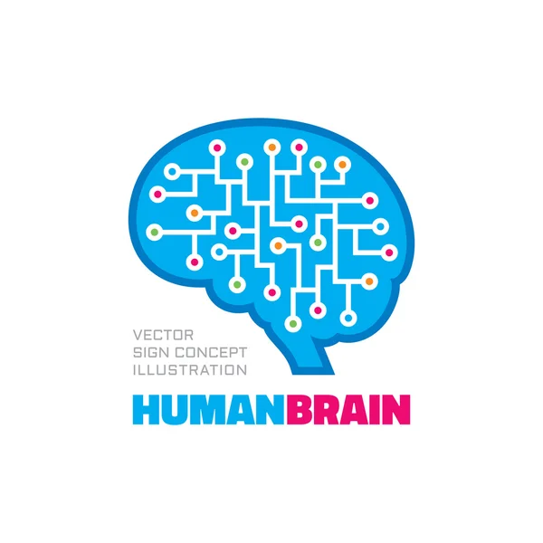 Cerveau humain - illustration de concept de modèle de logo vectoriel. Panneau technologique moderne. Élément de design créatif . — Image vectorielle