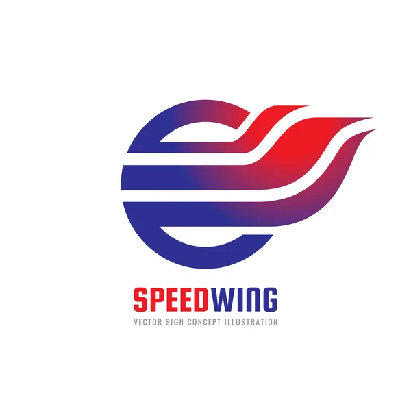 Speed wing - illustration de concept de modèle de logo vectoriel. Aile abstraite en forme de cercle signe créatif. Élément de conception . — Image vectorielle