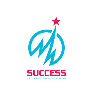 Başarı - soyut vektör logosu. Yıldız işareti ile tasarım öğeleri. Geliştirme sembolü. Büyüme ve başlangıç konsept illüstrasyon.