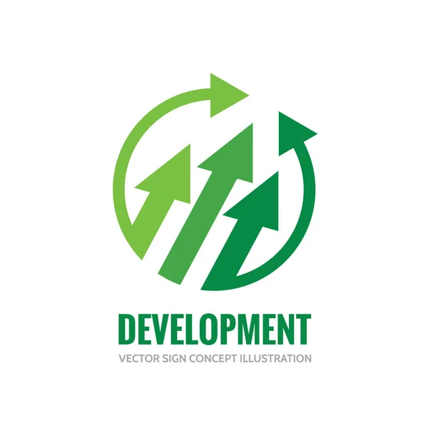 Ontwikkeling - vector logo sjabloon concept illustratie. Pijlen in cirkel creatieve teken. Ontwerpelement. — Stockvector