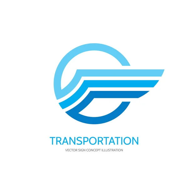 Transport - biznes ilustracja kreatywnych szablon logo. Skrzydło streszczenie wektor znak. Element projektu koło i paski. — Wektor stockowy