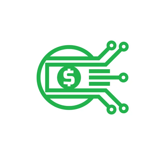 モバイル決済。電子マネーのドル - ベクトルのロゴのテンプレート図。通貨 - 創造的な記号。デザイン要素. — ストックベクタ