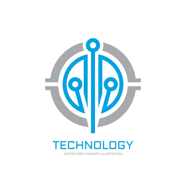 Technologie - vector logo voor huisstijl. Abstracte elektronische chip teken. Netwerk, internet tech concept illustratie. Ontwerpelement. — Stockvector