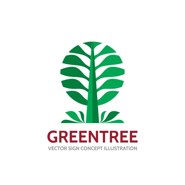 Zelený strom - vektorové logo šablona koncept ilustrace v plochý. Krajina lesů tvůrčí znamení. Symbol přírody. Designový prvek. — Stockový vektor