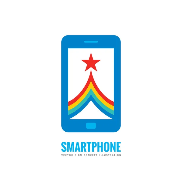 Smart telefon vektor logo mall konceptet illustration. Mobil telefon kreativa tecken. Modern teknik. Cellphone symbol. Tablet Pc-ikonen. Designelement. — Stock vektor