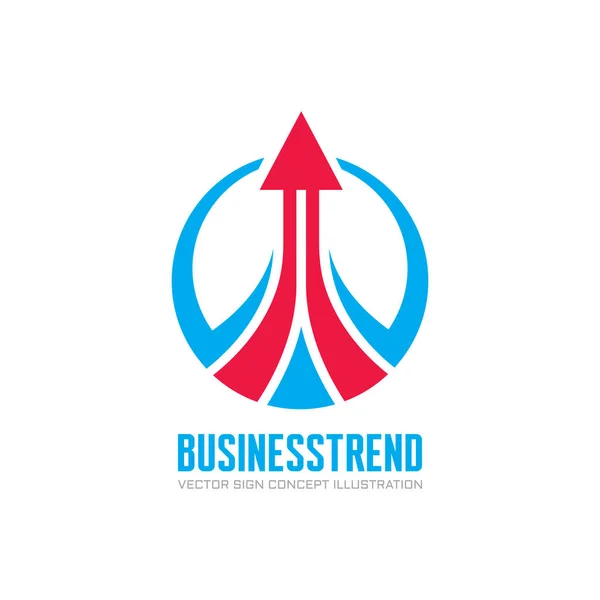 Business trend - illustrazione del concetto di logo vettoriale. Segno di sviluppo. Freccia astratta a forma di cerchio. Elemento di design . — Vettoriale Stock