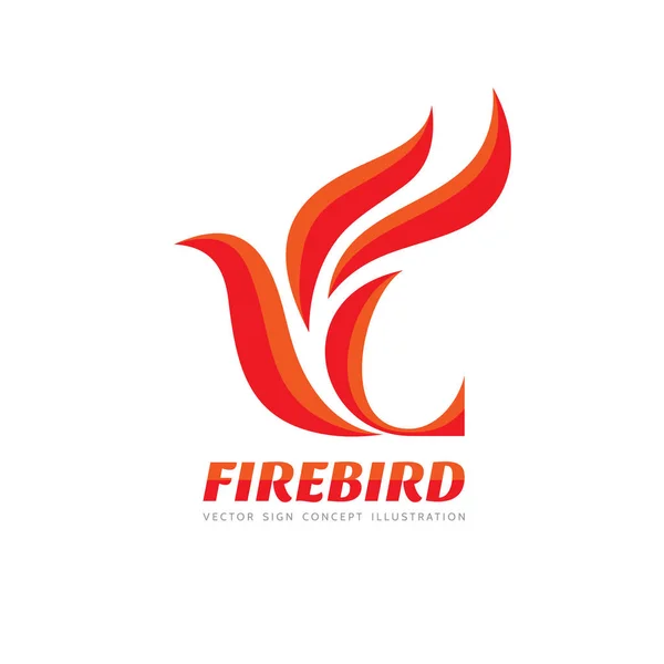 Fire Bird - ilustração do conceito de modelo de logotipo vetorial. Abstrato chama sinal criativo. Símbolo da Mitfologia Phoenix. Elemento de projeto . — Vetor de Stock