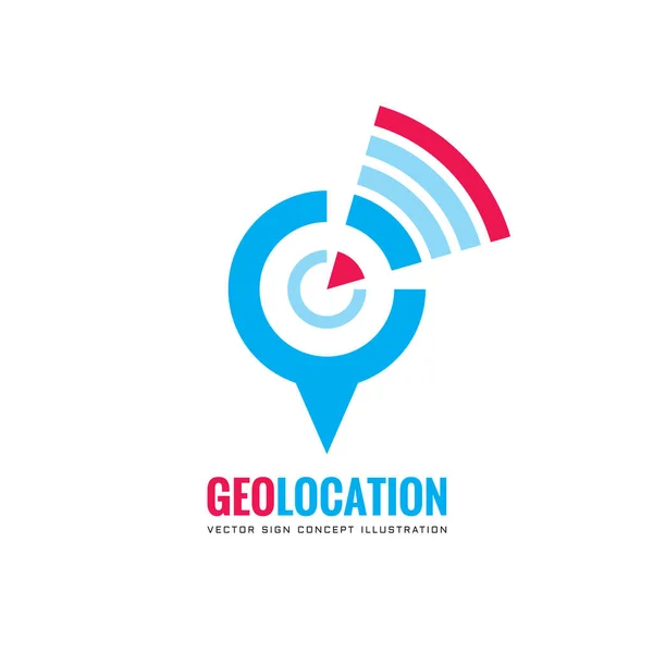 Umístění Geo - vektorové logo šablona koncept ilustrace. Komunikace elektronické moderní technologie tvůrčí znamení. Designový prvek. — Stockový vektor
