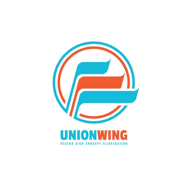 Union wing - modelo de logotipo da empresa ilustração criativa. Wing signo vetor abstrato. Círculo e listras elemento de design . —  Vetores de Stock