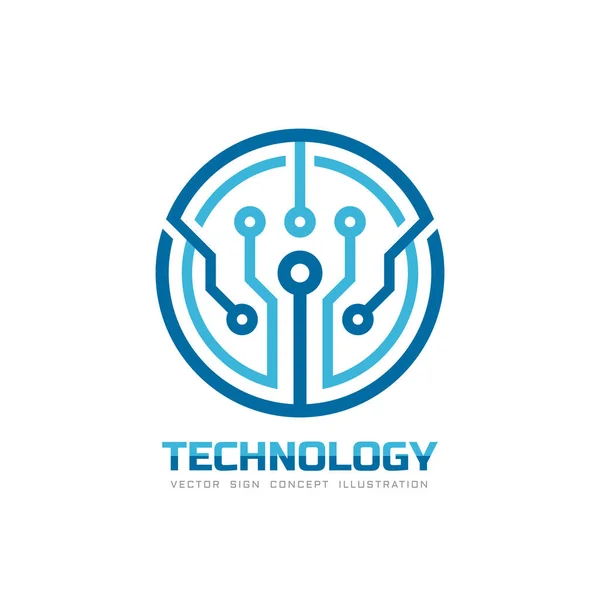 Технологія - векторний шаблон логотипу для фірмового стилю. Абстрактний чип знак. Мережа, ілюстрація концепції інтернет-технологій. Елемент дизайну . — стоковий вектор