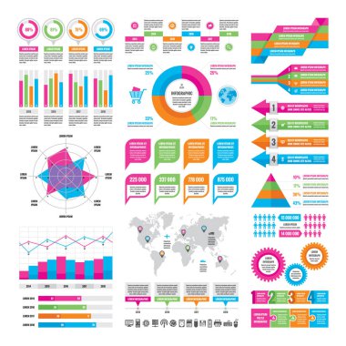 İş Infographic kavramı - vektör grafik şablonu tasarım öğeleri sunum, broşür, Web sitesi vb için düz tasarım tarzında. Icons set.
