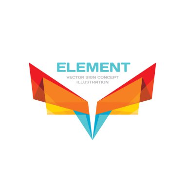 Soyut origami kanatlar - vektör iş logo şablonu kavramı çizimde düz stil. Renkli tasarım öğesi.