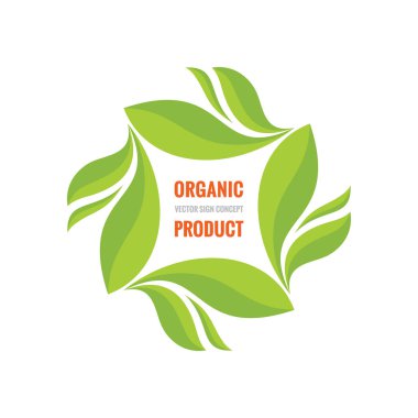 Organik ürün - vektör logo şablonu konsept illüstrasyon. Yeşil yaratıcı işaret bırakır. Tasarım öğesi.