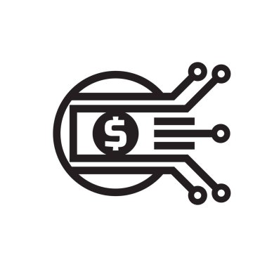 Mobil ödeme. Dijital para Doları - vektör logo şablonu çizim. Para birimi - yaratıcı işareti. Tasarım öğesi.