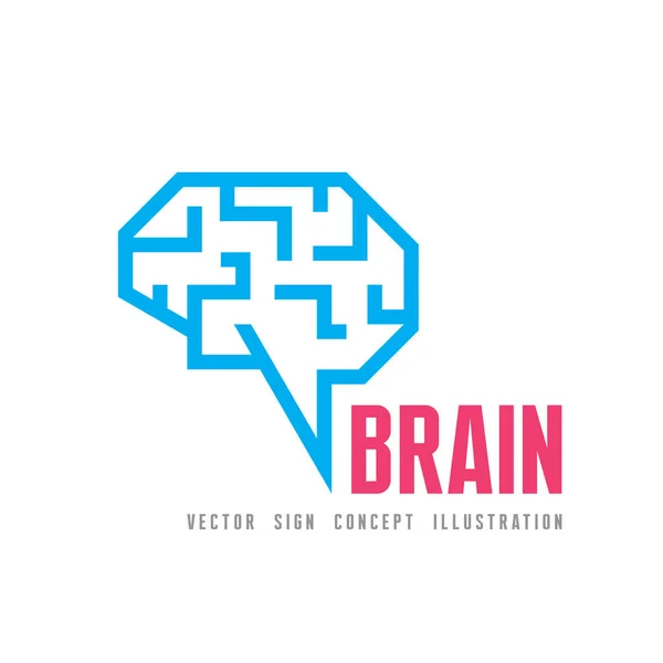 Cerveau humain - illustration de concept de modèle de logo vectoriel. Signe géométrique de la structure mentale. Symbole d'idée créative. Élément de conception . — Image vectorielle