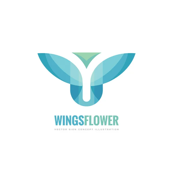 Αφηρημένη φτερά - εικονογράφηση έννοια πρότυπο λογότυπο επιχειρηματικό φορέα. Λουλούδι με δημιουργικό πρόσημο φύλλα. Στοιχείο του σχεδιασμού. — Διανυσματικό Αρχείο