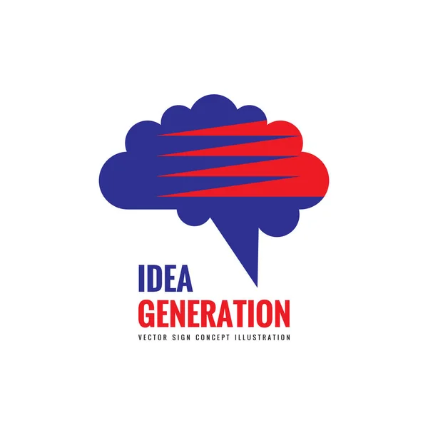 Génération d'idées créatives illustration de concept de modèle de logo vectoriel d'entreprise. Signe abstrait du cerveau humain. Élément de conception . — Image vectorielle