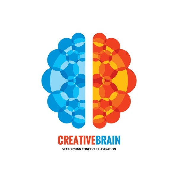 Mänskliga hjärnan - vektorillustration logotyp mall koncept. Ihåg tecken. Utbildning tänkande symbol. Kreativ idé-ikonen. Vänster och höger halvklot. — Stock vektor