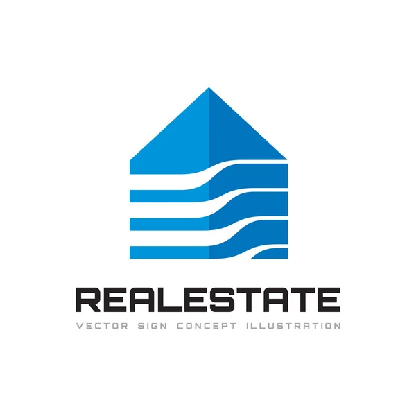 Real estate - vektorové logo šablona koncept ilustrace. Abstraktní, budování domu tvůrčí znamení. Stavební struktury symbolu. Designový prvek. — Stockový vektor