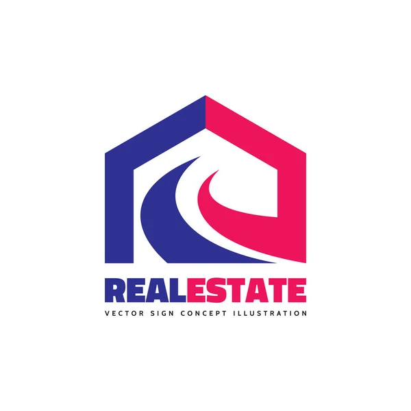 Real estate - vektorové logo šablona koncept ilustrace. Abstraktní, budování domu tvůrčí znamení. Stavební struktury symbolu. Designový prvek. — Stockový vektor