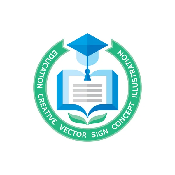 Education - vector logo template concept illustration in flat style design. Learning book sign. High school symbol. University insignia. Library icon. — Stock Vector