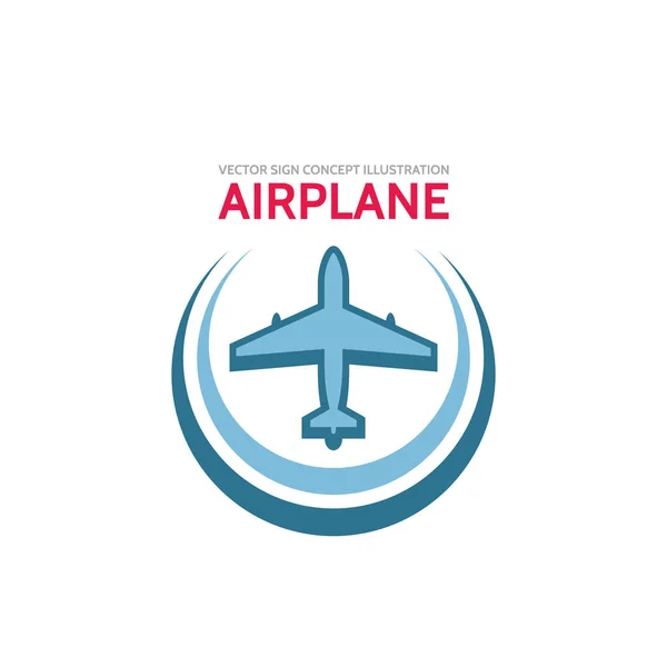 Airplane - vector logo template concept illustration. Aircraft sign for transportation or travel company. Design elements. — Stock Vector