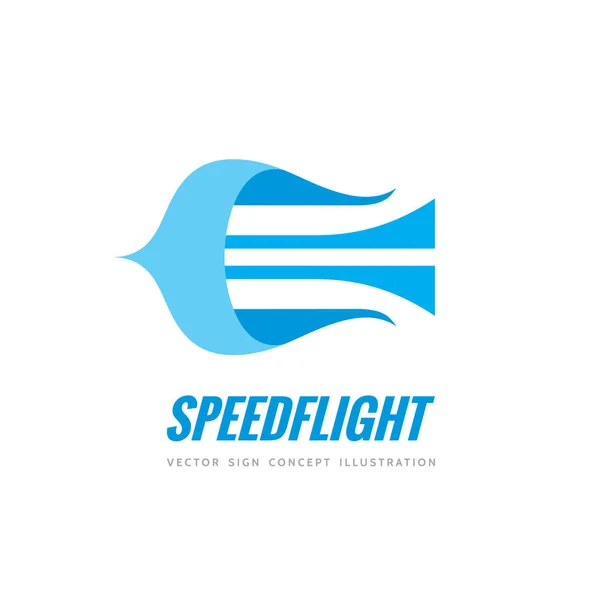 Speed flight - illustration de concept de logo d'entreprise vectoriel dans un style plat. Signe créatif abstrait d'oiseau stylisé. Élément de conception . — Image vectorielle