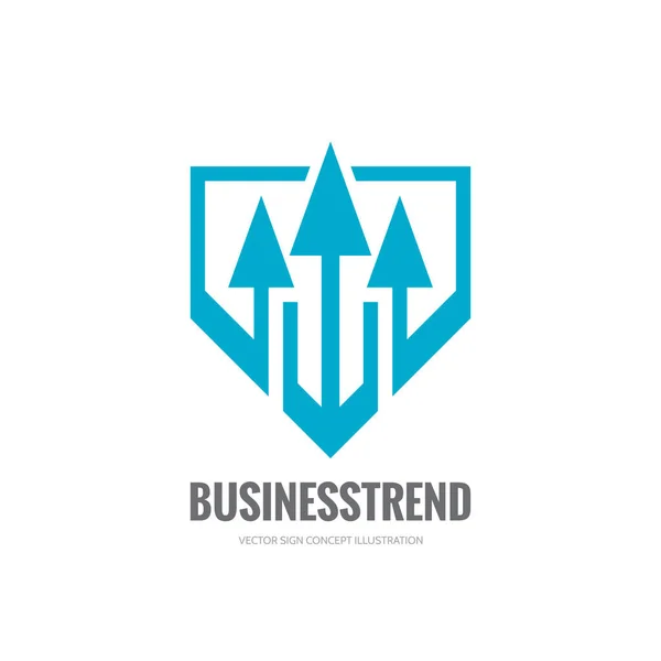Obchodní trend - vektorové logo šablona koncept ilustrace pro obchodní společnosti. Šipky se štít. Designový prvek. — Stockový vektor