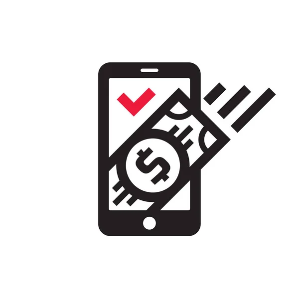 Mobiele telefoon betaling pictogram in vlakke stijl. Digitale geld dollar - vector logo sjabloon illustratie. Smartphone valuta - creatieve teken. Ontwerpelement. — Stockvector