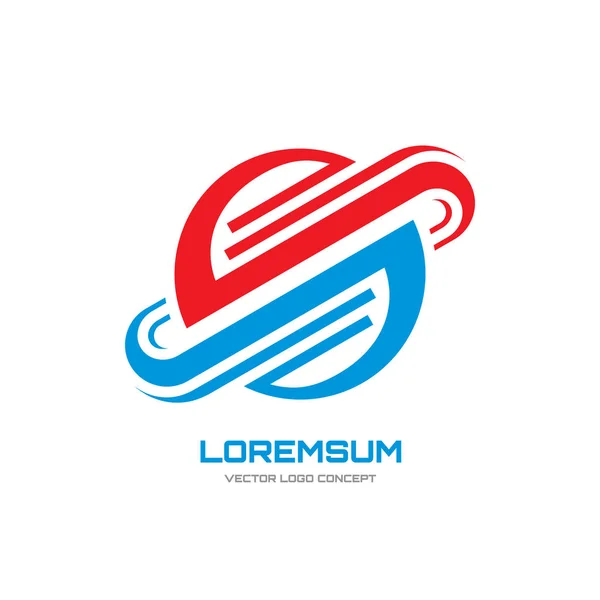 Loremsum - ilustração do conceito de modelo de logotipo vetorial. Sinal de planeta abstrato. Esfera geométrica símbolo criativo. Dois elementos de design formas . — Vetor de Stock