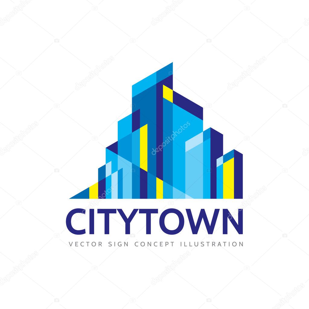 City town - real estate logo template concept illustration. Abstract building cityscape sign. Skyscrapers icon. Design element.