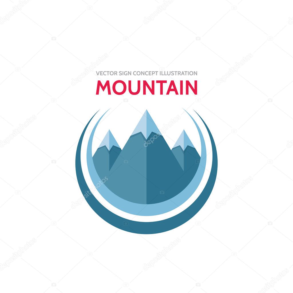 Mountains - vector logo template concept illustration in flat style. Expedition mountaineering sign. Tourism symbol. Design element.
