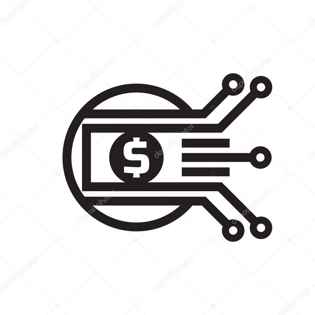 Mobile payment. Digital money dollar - vector logo template illustration. Currency - creative sign. Design element.