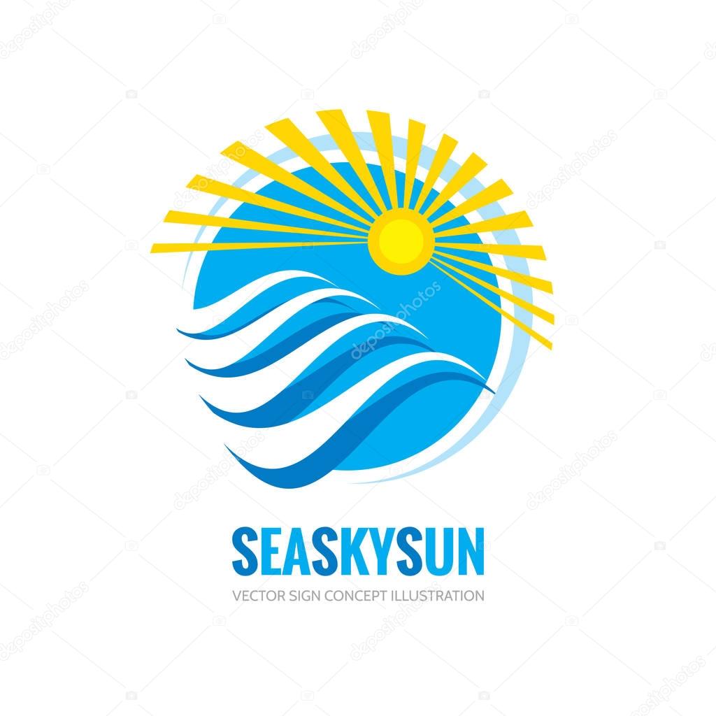 Sea sky sun - vector business logo concept illustration. Summer vacation nature creative sign. Abstract symbol. Design element.
