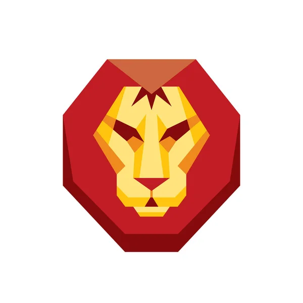 Aslan başı - vektör logo işareti kavramı çizimde düz stil tasarım. Vahşi kedi grafik sanatı. Tasarım öğesi. — Stok Vektör