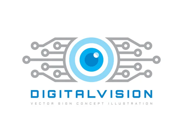 数字视觉-矢量 logo 模板概念插画。抽象的人眼创造性的星座。安全技术和监督。设计元素. — 图库矢量图片