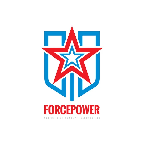 Force power concept sign. Star, shield and stripes - vector logo template illustration. Abstract symbol. Design element. — Stock Vector