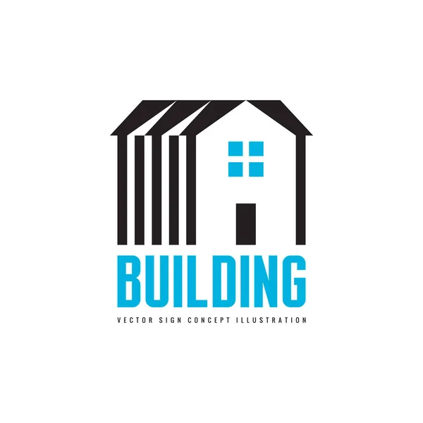 Здание дома - векторная концепция логотипа для презентации, буклета, веб-сайта и других творческих проектов. Недвижимость. Элемент дизайна . — стоковый вектор