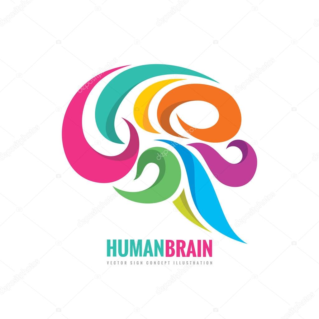 Creative idea - business vector logo template concept illustration. Abstract human brain colorful sign. Flexible smooth design element.