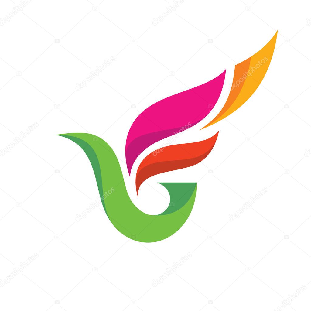 Abstract colored bird - vector logo template concept illustration. Wings creative sign. Positive design element.