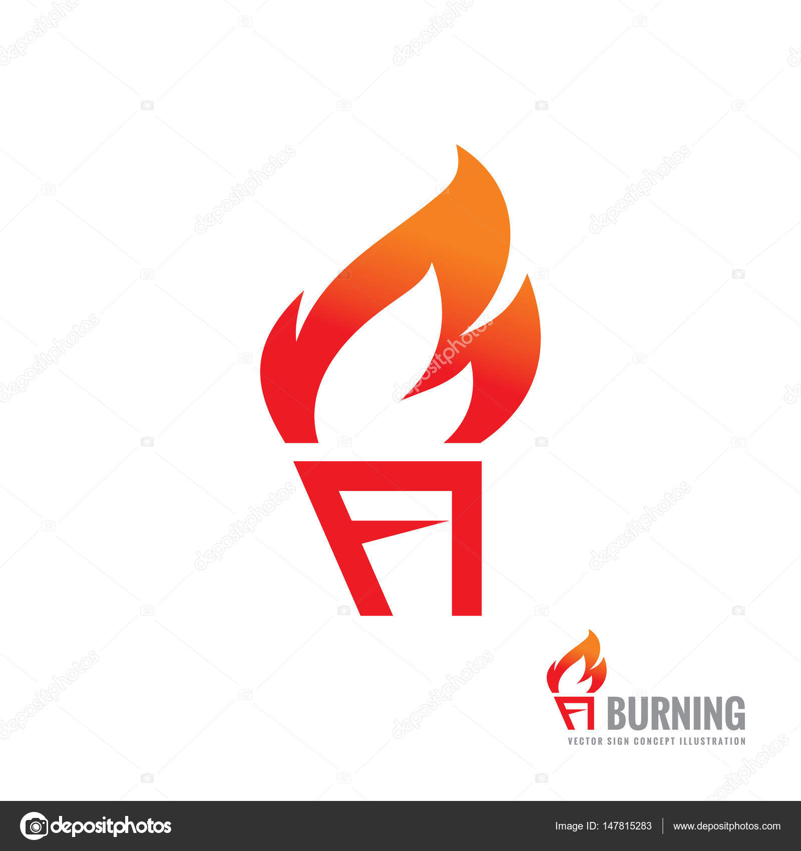 Flame - ilustração do conceito de logotipo vetorial. Sinal de fogo