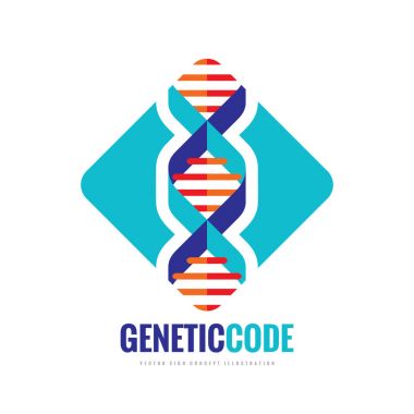 DNA biyoteknoloji - vektör logo şablonu konsept illüstrasyon. Tıp biliminin yaratıcı sembolü. İnsan biyolojik genetik kod yapısı. Tasarım öğesi. 