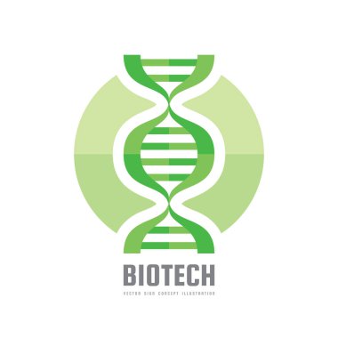DNA biyoteknoloji - vektör logo şablonu konsept illüstrasyon. Tıp biliminin yaratıcı sembolü. İnsan biyolojik genetik kod yapısı. Tasarım öğesi. 