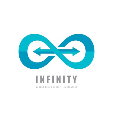 Infinity - vektör logo şablonu konsept illüstrasyon. Soyut şekil okları yaratıcı işareti ile. Tasarım öğesi. 