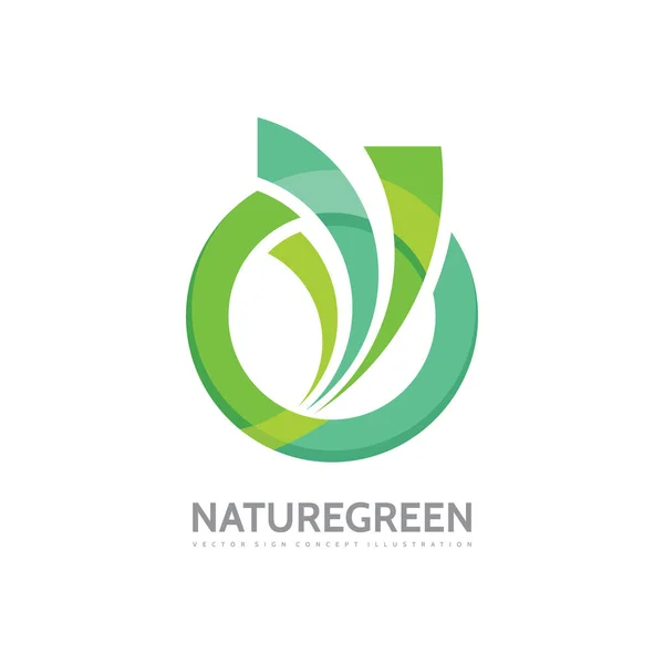 자연 녹색-벡터 사업 로고 템플릿 개념 그림. 추상적인 원형 및 잎 모양 크리에이 티브 기호입니다. 디자인 요소. — 스톡 벡터