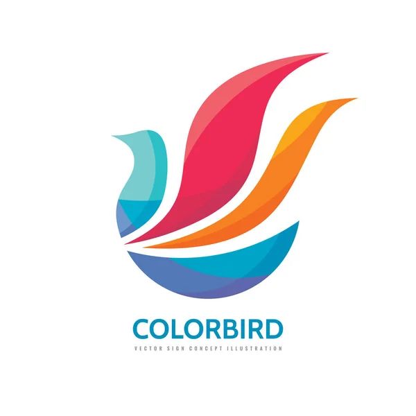 Renk kuş - vektör logo şablonu konsept illüstrasyon. Yaratıcı işareti iyimserlik tarzı kanatlar. Pozitif tasarım öğesi. — Stok Vektör