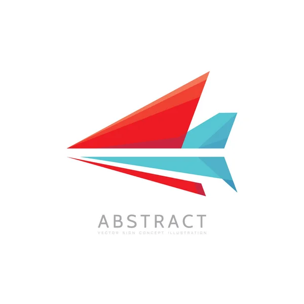 Flecha abstracta - ilustración del concepto de plantilla de logotipo vectorial en estilo plano. Signo creativo de avión estilizado. Elemento de diseño colorido . — Vector de stock