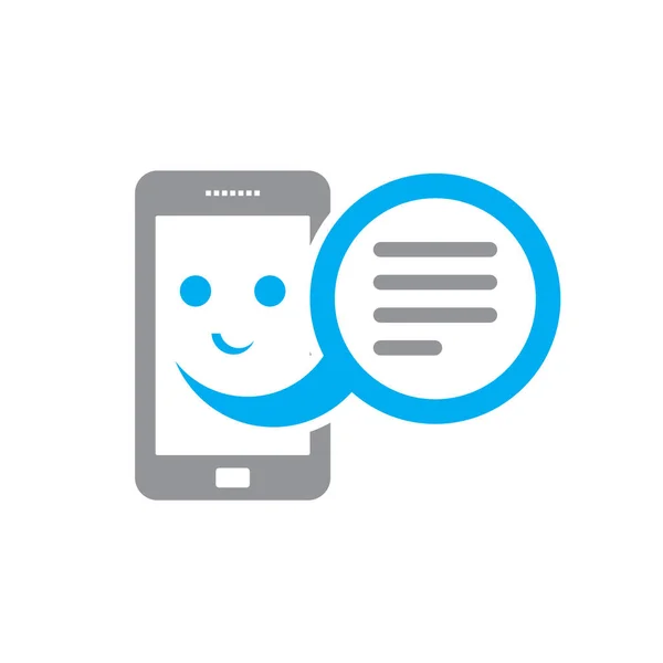 Lächelndes Smartphone und Nachrichtenbox - Vektor-Zeichen-Konzept Illustration. Telefon-Symbol. Gestaltungselement. — Stockvektor
